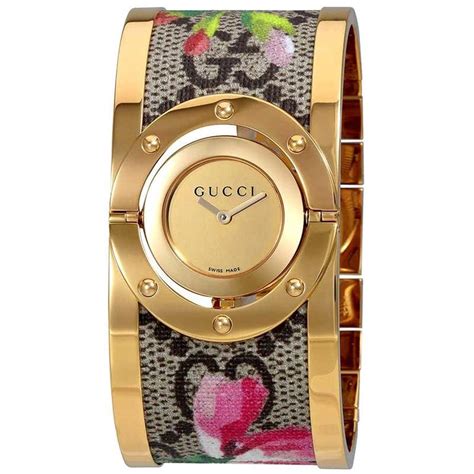 gucci twirl blooms bangle watch|gucci twirl watch gold.